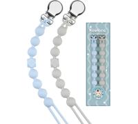 Attache Sucette Silicone Soothie Tétine Clips Porte Accroche Chaîne Pour Garçons Et Filles Douche De Bébé 2pcs(Gris,Bleu)