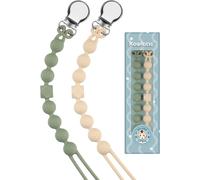 Attache Sucette Silicone Soothie Tétine Clips Porte Accroche Chaîne Pour Garçons Et Filles Douche De Bébé 2pcs(Beige,Vert Mousse).[H118]