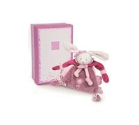 Doudou attache-sucette cerise le lapin