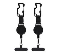 Attache Telephone Ski, 2 Pièces Cordon Retractable Telephone Portable, Lanière Téléphone Anti-Vol Rétractable 60 Cm, Verrouillable Clip Pour Extérieur Escalade Vélo Randonnée Hiking Shopping