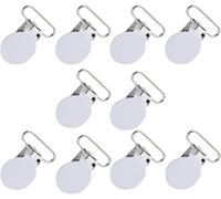 Attache-Tétine,10pcs Attache-Porte-Jarretelles Ronde En Métal Attache-Tétine Pour Bricolage Artisanat Du Cuir(Blanc)