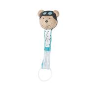 Attache-tétine bébé en coton ours - lazare bleu TU