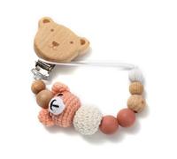 Attache-Tétine En Bois De Hêtre Pour Bébé,Jouets D'allaitement,Dessin,Animal,Crochet,Perles,Silicone,Continents,Jofor Tewindsor - Type C130-Pink