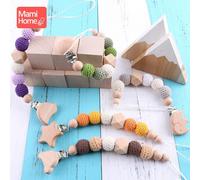 Attache-Tétine En Bois Pour Bébé, 1 Pièce, Perles En Bois, Cadeau Personnalisé, Pince Bink, Jouets De Dentition En Bois Sans Bpa, Chaîne De Sucette, Clip De Sucette Pour Bébé