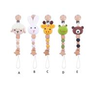 Attache-Tétine En Forme D'animal De Dessin Animé Pour Bébé, Clip De Chaîne, Perles De Crochet, Porte-Mamelon Factice, Jouets De Dentition Molaires En Bois De Hêtre