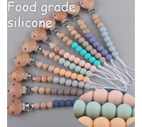 Attache-Tétine En Silicone Pour Bébé, Clip De Sucette En Chaîne, Anneau De Dentition, Perles, Clip En Bois, Diy, Porte-Mamelon Factice, Sangle Sho