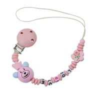 Attache-Tétine En Silicone Pour Bébé, Clip De Sucette En Chaîne, Mignon Panda Floral, Perles Ours En Bois, Clip Factice Pour Bébé, Porte-Tétine Pour Enfant En Bas Âge