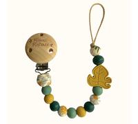 Attache tétine - feuille jaune