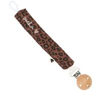 Attache tétine Gaze Léopard Marron (personnalisable)