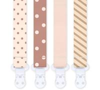 Attache Tétine Kit pour Bébé, Lot de 4 Accroche Tetine, Attache Sucette Multicolore pour Bébé Garçon et Fille, Pacifier Clip Chain (A)