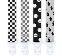 Attache Tétine Kit pour Bébé, Lot de 4 Accroche Tetine, Attache Sucette Multicolore pour Bébé Garçon et Fille, Pacifier Clip Chain (C)