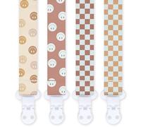 Attache Tétine Kit pour Bébé, Lot de 4 Accroche Tetine, Attache Sucette Multicolore pour Bébé Garçon et Fille, Pacifier Clip Chain (E)