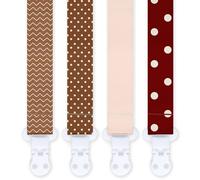 Attache Tétine Kit pour Bébé, Lot de 4 Accroche Tetine, Attache Sucette Multicolore pour Bébé Garçon et Fille, Pacifier Clip Chain (D)