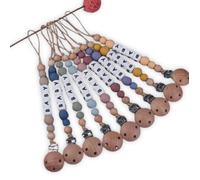 attache tétine personnalisé prénom mot au choix - bois naturel crochet - pour bébé fille garçon - 13 couleurs au choix