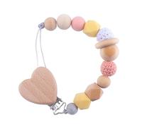 Attache-Tétine Pour Bébé De Qualité Supérieure - Silicone Et Bois, Sûre, Facile À Nettoyer, Design Élégant, Empêche La Perte, 30 X 2 X 1 Cm