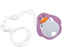 Attache-tétine pour bébé en plastique, sans BPA, lavable et réutilisable en forme de pingouin avec chaîne