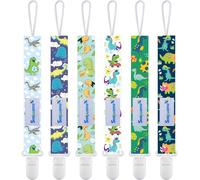 Attaché Tétine Pour Bébé-Lot De 6 Pièces,Attache Sucette Multicolore,Accroche Tétine Pour Bébé Garçon Et Fille (Dinosaure-2)