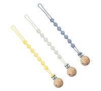 Attache Tetine Silicon(3 Couleurs),Attache Sucette Silicone Convient Garçons et Filles Répondent aux Normes après des Tests Rigoureux(Kaki+BleuClair+Jaune)