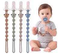 Attache Tétine Silicone Bébé - Bekecidi Lot de 4 Tetine Clipp Chaîne