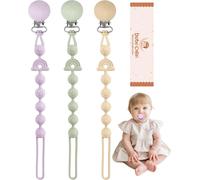 Attache Tétine Silicone Pour Fille (Lot De 3)Chaîne D'attache Sucette Douce Et Flexible,Garde La Tétine De Bébé Propre Et En Sécurité