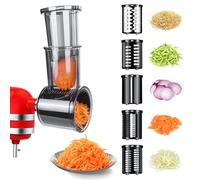 Attachement Trancheuse et Râpe à Déchiqueteuse pour KitchenAid Batteur sur Socle - Râpe à Fromage, Hachoir à Légumes, Fruits/Coupe-Salade - Accessoire de Coupe-Légumes avec 5 Lames par MMOBIEL