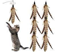 Attachements de baguettes de chat, 6pcs Cat Feathers Toy, Natural Bird Feathers Recharge Cat Wand Attachements, Interactive Cat Toys Feathers Remplacement des chats pour chaton Exercice de grattage,