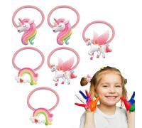 Attaches À Cheveux De Dessin Animé 6 Pièces, Cordes À Cheveux Mignonnes, Cordes À Cheveux Pour Filles, Cordes À Cheveux Élastiques, Couvre-Chef Créatif Pour Enfants