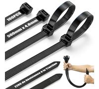 Attaches Câble Extralongue Noir, Serre Cable Réutilisable pour Cable Management 100Pièces 500mm x 4.8mm, Collier de Serrage la Traction de 22kg PourJardinage, Atelier, Intérieur et Extérieur