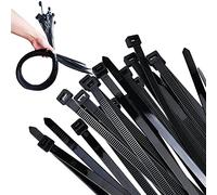 Attaches de câble, 650 mm x 7.6 mm, paquet de 50, attaches zippées en nylon noir de qualité supérieure, attaches en plastique multi-usages, mécanisme de verrouillage automatique sécurisé