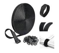 Attaches de câble auto-agrippantes - 10 m x 2 cm - Avec 60 boucles - Réutilisables - Réglables - Attaches de câble robustes pour organiser et sécuriser les fils - Sangles de fixation flexibles pour la