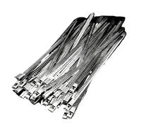 Attaches de câble autobloquantes en acier inoxydable, 10/100 pièces, stockage tuyaux d'eau polyvalents, attaches à fermeture éclair, fixation matérielle robuste(5x300mm,10pcs)