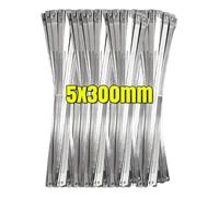 Attaches de câble en acier inoxydable, sangle enroulée métal autobloquante, attaches polyvalentes, organisateur matériel(5x300mm,100PCS)