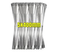 Attaches de câble en acier inoxydable, sangle enroulée métal autobloquante, attaches polyvalentes, organisateur matériel(5x400mm,50PCS)