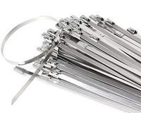 Attaches de Câble en Acier Inoxydable, Tiberham 100 Pcs 200 x 4,6 mm Serre Câbles Electrique Autobloquantes et Robustes, Colliers de Serrage Cable Glissiere Attache Enveloppe Fixation