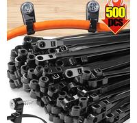 Attaches de câble en Nylon à trou de vis, polyvalentes, robustes, réglables, autobloquantes, sangles d'organisation, boucle de fixation DIY, nouvelle collection 100 pièces - Noir