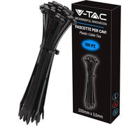 Attaches de câble en plastique mesurant 2,5 mm x 200 mm-Lot de 100 pièces-Attaches de câbles polyvalentes-Serre-câble porte-câbles pour électricien,mécanique,jardinage-Noir