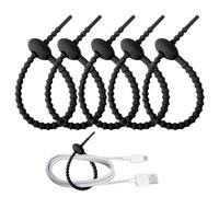 Attaches de câble en silicone - Attaches de rangement de cordons, attaches de sac en silicone de 15 cm | Organiseur de câble de charge élastique pour câbles audio, lignes d'écouteurs, cordon