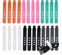 Attaches De Câble En Silicone,Sangles De Cble En Silicone,Organisateur De Câbles Refermable,Clips Rangement De Câble,Organisateur De Câbles De Charge Pour Bureau,Maison,Voiture,24pcs