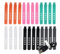 Attaches de Câble en Silicone, Sangles De Cble En Silicone, Organisateur de Câbles Refermable, Clips Rangement de Câble, Organisateur de Câbles de Charge pour Bureau, Maison, Voiture, 24Pcs