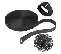 Attaches de câble réutilisables avec 65 boucles, sangle auto-cohésive réglable de 12,5 m pour organiser les câbles, les skis, les vélos et le matériel de bureau à domicile, noir