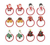 Attaches De Cheveux De Noël Pour Filles, 12 Pièces ÉLastiques à Cheveux Mignons Avec Des Arbres De Bonhomme De Neige Du Père Noël, Porte-Queue De Cheval Pour Filles,