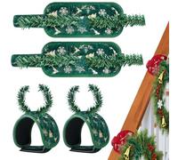 Attaches de guirlande d'aiguilles de pin - Paquet de 4 attaches vertes réutilisables, fils torsadés flexibles | Supports décoratifs pour de jardin, verdure, Branches extérieures, porte d'entré