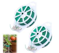 Attaches de Jardin pour Plantes, Fil Jardinage Vert, Câble d'attache de Fil Plante, Fil de Fer Jardin, Rouleau de Lien Plastique Armé, Lien Attache Plante pour Fixer Les Branches, 100 Mètres, 2 Pièces