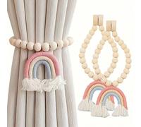 Attaches de rideau magnétiques arc-en-ciel, style minimaliste moderne, sans perçage ni installation requise, vendu en pack de 1, rangement pour bébé rose,bleu,Marine,Bleu purgraphiquePolyester