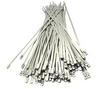 Attaches métalliques pour câbles, Colliers de serrage longs et robustes, serre-câbles en plastique, attaches câble, zippées 4,6 mm, 100 pièces, métalliques à verrouillage multiple(200mm)