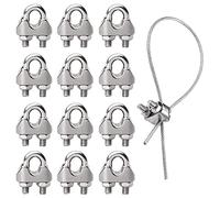 Attaches pour Câbles Métallique, 12pcs M3 Serre-câbles Étrie en Acier Inoxydable, U Boulon Clip Serrage de Câble pour Industrie, Ménage, Chargement et Déchargement de Marchandises