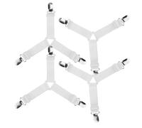 Attaches Réglables pour Drap de Lit - QILU - Sangles Élastiques Y - Blanc - 4pcs - 40cm à 90cm