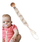 Attaches-sucettes Fille,Agrafe porte-sucette | Clips Paci faits à la main Boho | Porte-sucette en coton flexible, pinces en bois tressées en corde de coton Boho, pour bouteille de lait