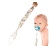 Attaches-sucettes Fille,porte-sucette | Clip Paci tressé Boho | Clip de sucette en corde de coton fait à la main pour tout-petits, filles, Boho en bois, pour fixation de bouteille de lait