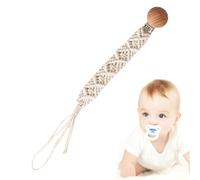 Attaches-tétines,Agrafes Paci - Clip Paci tressé Boho - Clip de sucette en corde de coton fait à la main pour tout-petits, filles, Boho en bois, pour fixation de bouteille de lait